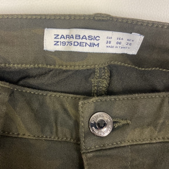 Zara basic Z1975 Camo denim skinny jeans stretchy textured patchwork size 6 - Picture 14 of 14
